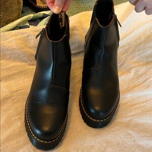 Dr. Martens Black Ankle Boots with Brown Stitching